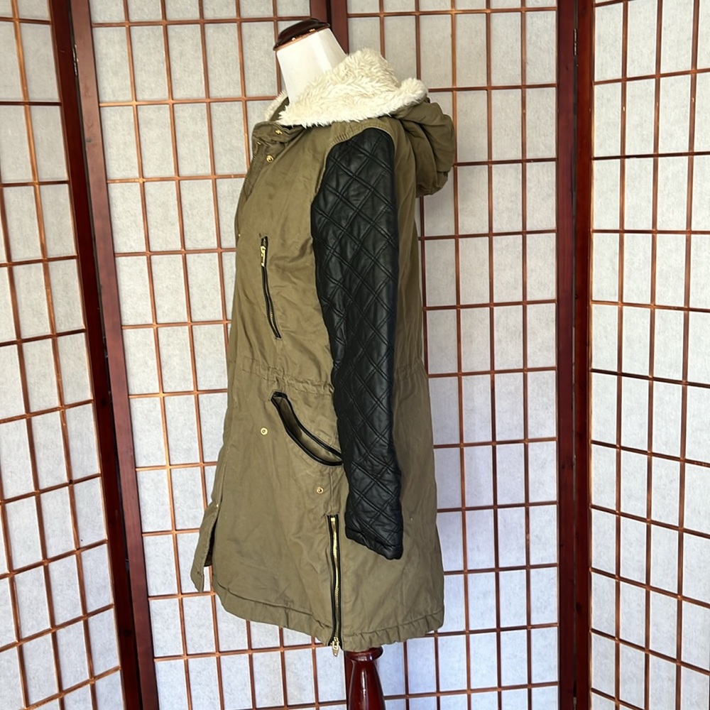 H&M Cotton Jacket with Faux Leather Sleeves - Picture 3 of 7